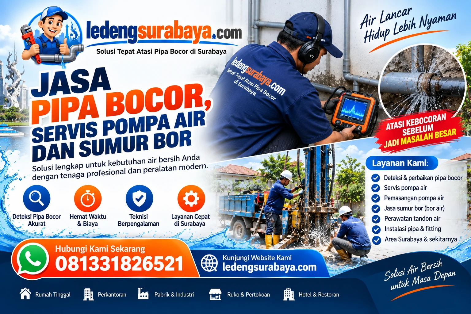 Pemeriksaan & Deteksi Pipa Bocor Surabaya