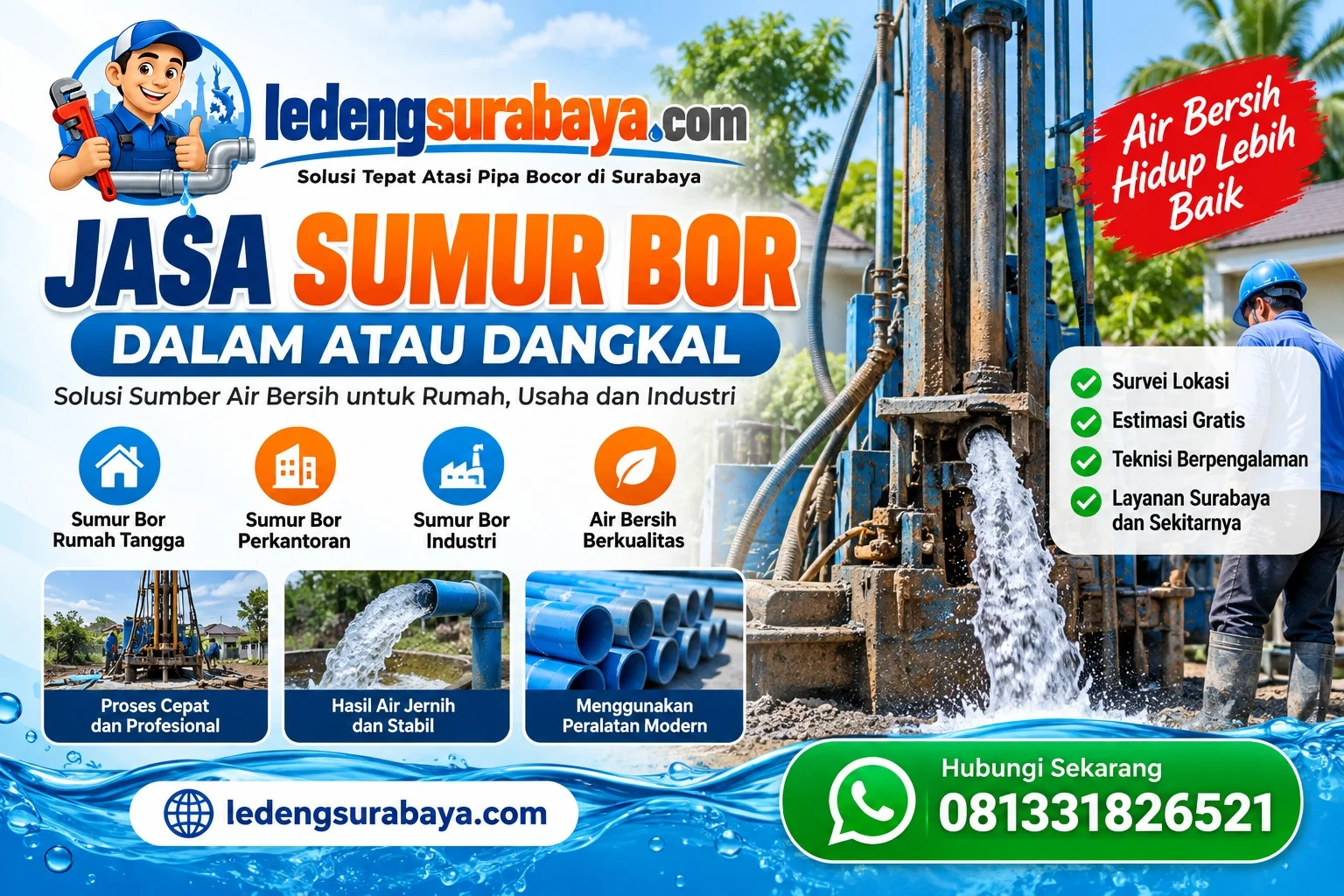 Jasa Sumur Bor Dalam & Dangkal