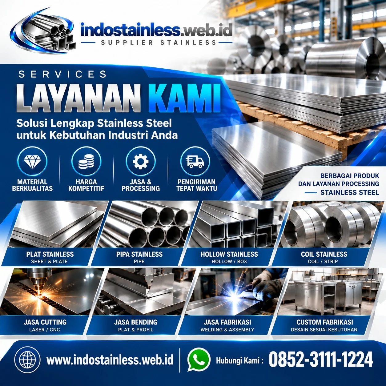 Layanan Potong Plat Stainless Custom
